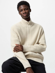 Вязаный свитер UNIQLO с застежкой-молнией 1159834015 (Молочный 3XL)
