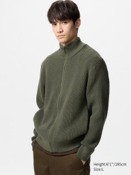 Вязаный свитер UNIQLO с застежкой-молнией 1159834298 (Зеленый 3XL)