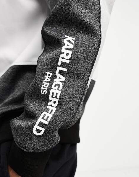 Мужской свитшот с высоким воротником Karl Lagerfeld Paris с логотипом 1159794167 (Серый, L)