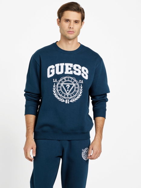 Чоловічий світшот на флісі GUESS з логотипом 1159801444 (Білий/синій, XXL)