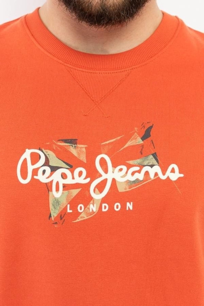 Мужской свитшот Pepe Jeans London на флисе 1159812164 (Оранжевый, XL)