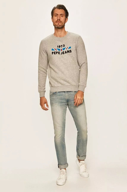 Мужской свитшот Pepe Jeans London на флисе 1159822220 (Серый L)