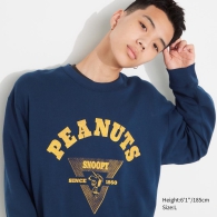 Свитшот UNIQLO с логотипом PEANUTS 1159801817 (Синий, L)