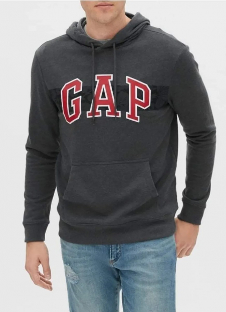 Мужская толстовка GAP худи на флисе с капюшоном art618461 (Серый, размер M)