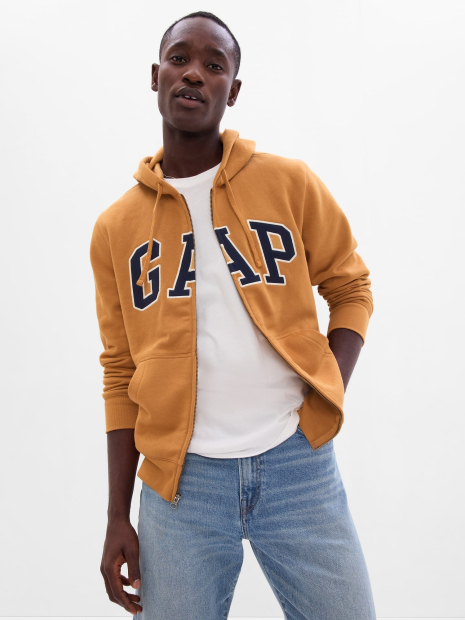 Толстовка мужская на флисе GAP худи на молнии 1159790887 (Коричневый, XXL)