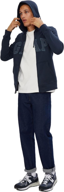 Чоловіча толстовка GAP на флісі з капюшоном. 1159801960 (Білий/синій, XS)