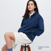 Пуловер UNIQLO на блискавці оригінал 1159786846 (Білий/синій, M)