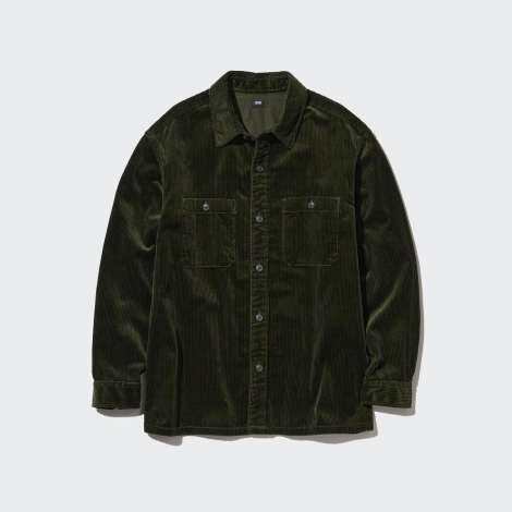 Вельветова куртка-сорочка UNIQLO на ґудзиках 1159796955 (Зелений, XXL)