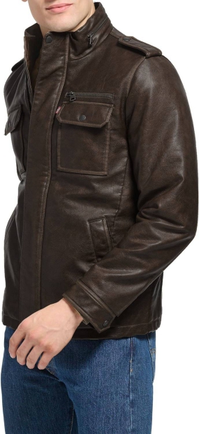 Мужская винтажная куртка Levi's из искусственной кожи 1159805833 (Коричневый, S)