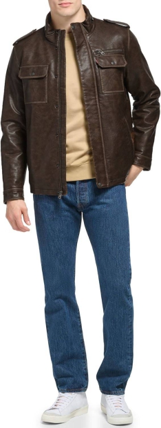 Чоловіча вінтажна куртка Levi's зі штучної шкіри 1159797369 (Коричневий, XXL)