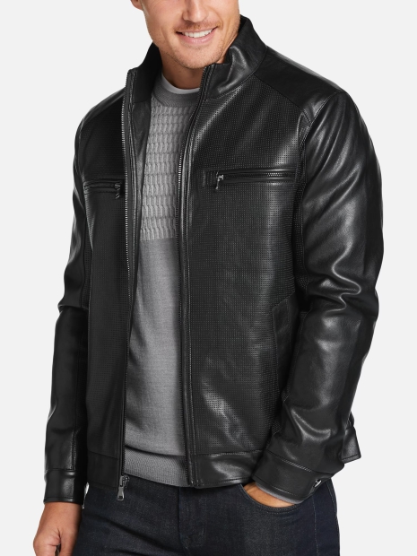 Мужская кожаная куртка Michael Kors 1159802296 (Черный, XL)