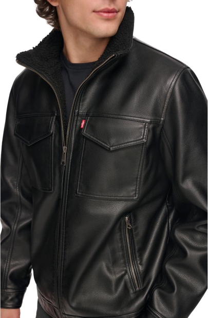 Чоловіча вінтажна куртка Levi's зі штучної шкіри 1159804174 (Чорний, L)