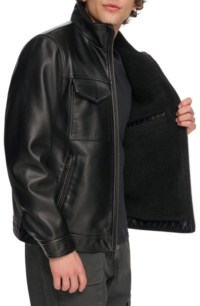 Чоловіча вінтажна куртка Levi's зі штучної шкіри 1159804174 (Чорний, L)