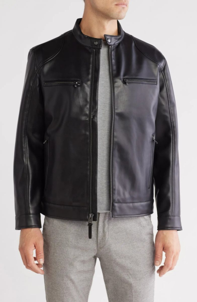 Мужская кожаная куртка Michael Kors 1159837652 (Черный M)