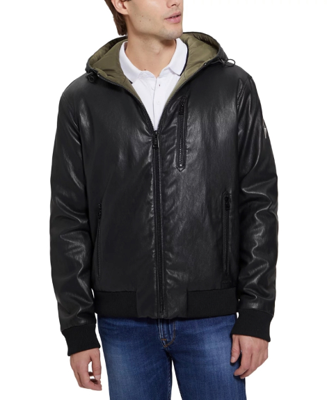 Чоловіча куртка Guess з екошкіри 1159837752 (Чорний L)