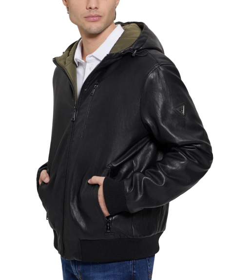 Чоловіча куртка Guess з екошкіри 1159837752 (Чорний L)