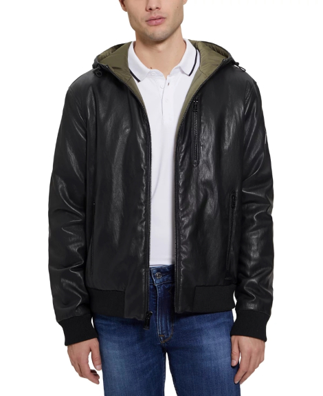 Чоловіча куртка Guess з екошкіри 1159837752 (Чорний L)
