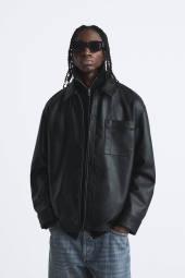 Мужская куртка ZARA из экокожи 1159800654 (Черный, M)