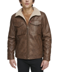 Мужская кожаная куртка Levi's с шерпой 1159804382 (Коричневый, XL)