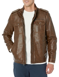 Мужская винтажная куртка Levi's из искусственной кожи 1159805286 (Коричневый, M)