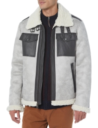 Чоловіча дублянка Tommy Hilfiger куртка зі штучної шкіри з підкладкою із шерпи 1159805716 (Сірий, XXL)