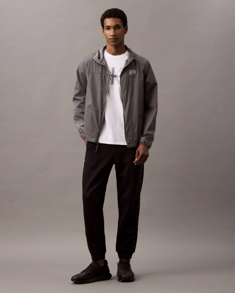 Мужская ветровка Calvin Klein с капюшоном 1159835872 (Серый XXL)