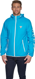 Мужская ветровка GUESS куртка с капюшоном и на молнии 1159775165 (Голубой, XL)