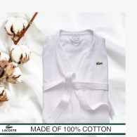 Махровый халат Lacoste с поясом 1159818723 (Белый One size)