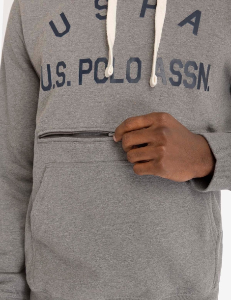 Мужское худи U.S. Polo Assn с логотипом 1159804242 (Серый, L)