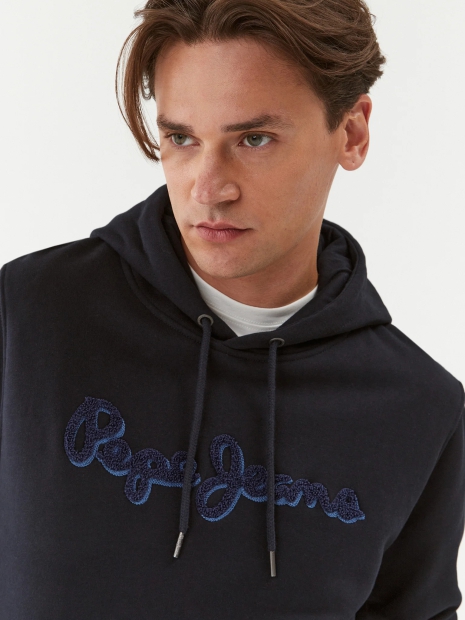 Мужское худи на флисе Pepe Jeans London с логотипом 1159812187 (Синий, M)