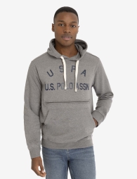 Мужское худи U.S. Polo Assn с логотипом 1159804239 (Серый, M)