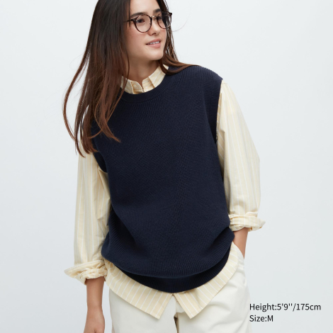 Вязаная жилетка UNIQLO 1159780425 (Синий, XL)