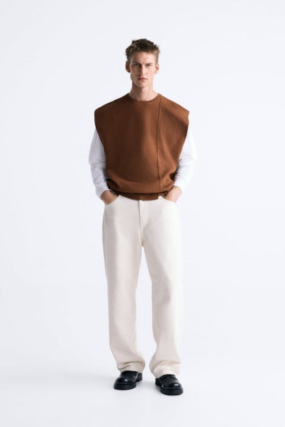 Жилет ZARA оверсайз 1159820631 (Коричневий M)