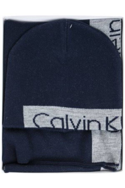 Вязаный набор Calvin Klein комплект шапка и шарф 1159783070 (Синий, One size)