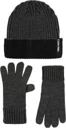 Вязаный набор Calvin Klein комплект шапка и перчатки 1159791110 (Серый, One size)