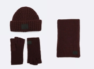 Вязаный набор Calvin Klein комплект шапка с шарфом и перчатки 1159799721 (Бордовый, One size)