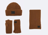 Вязаный набор Calvin Klein комплект шапка с шарфом и перчатки 1159799725 (Коричневый, One size)