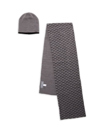 Двусторонний набор Michael Kors комплект шапка и шарф с логотипом 1159800230 (Серый/Черный, One size)