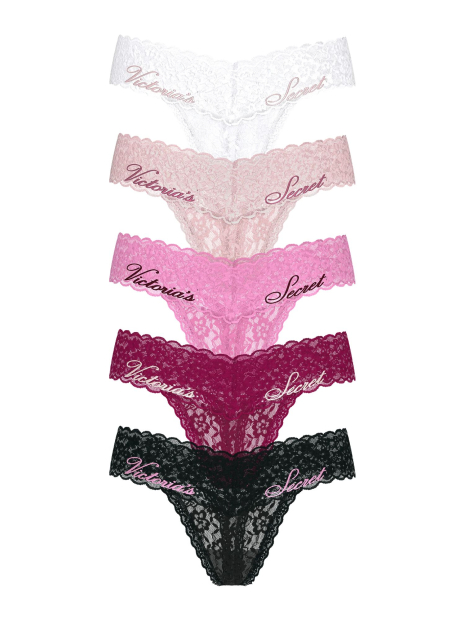 Кружевные женские трусики тонг Victoria's Secret набор 1159846615 (Разные цвета XL)