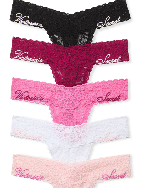 Кружевные женские трусики тонг Victoria's Secret набор 1159846615 (Разные цвета XL)