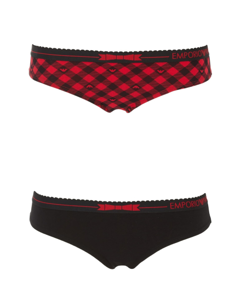 Женские трусики брифы Emporio Armani набор 1159845782 (Черный/Красный M)