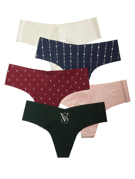 Набор сверкающих бесшовных трусиков Victoria's Secret тонг 1159849597 (Разные цвета M)