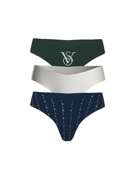 Набор сверкающих бесшовных трусиков Victoria's Secret тонг 1159849597 (Разные цвета M)