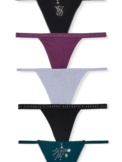 Набір з 5 трусиків Victoria's Secret стрінги 1159852079 (Різні кольори M)