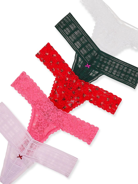 Мереживні трусики тонг Victoria's Secret набір 1159852080 (Різні кольори M)