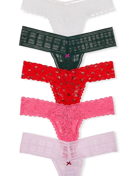 Мереживні трусики тонг Victoria's Secret набір 1159852080 (Різні кольори M)
