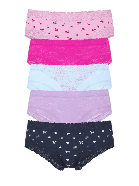 Набор трусиков Victoria's Secret Pink чики с кружевом 1159853723 (Разные цвета M)