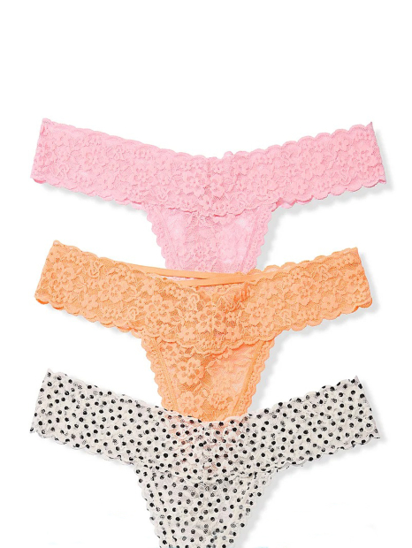 Кружевные трусики тонг Victoria's Secret набор 1159861998 (Разные цвета S)
