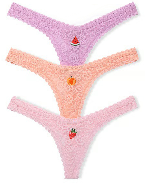 Кружевные трусики тонг Victoria's Secret набор 1159862000 (Разные цвета S)