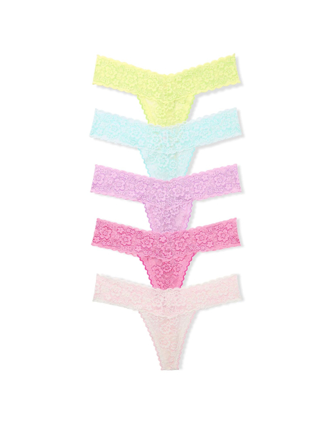 Набор кружевных трусиков тонг Victoria's Secret 5 шт 1159862989 (Разные цвета XS)